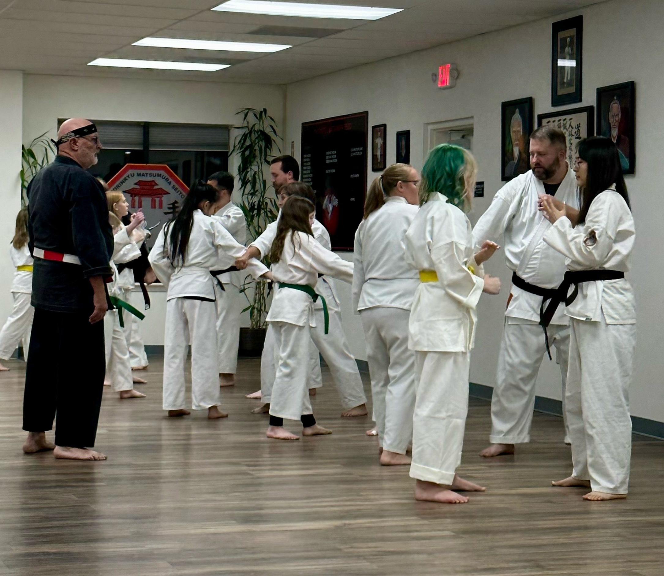 Students practicing bunkai